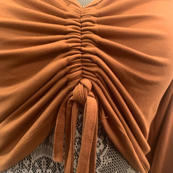 Long Sleeve Coder-Orange Crop Top - Picture 2 of 4